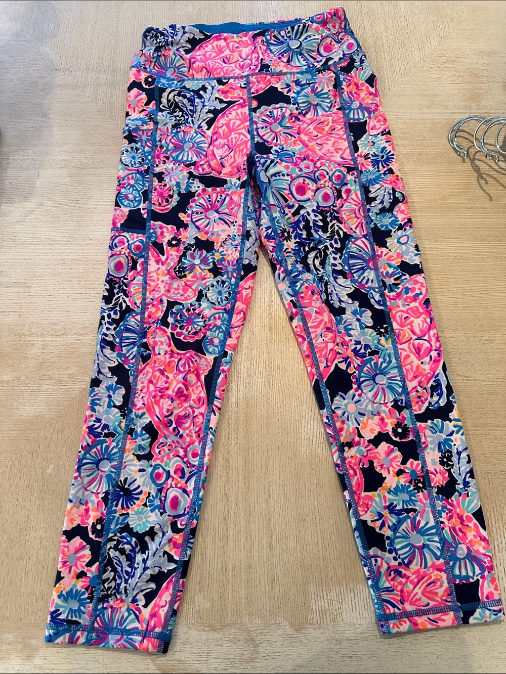 Lilly Pulitzer Neon Pink & Blue Floral Leggings